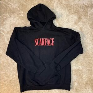 Men’s M red and black Scarface Hoodie Size M: Streetwear Y2K City Skater graphic
